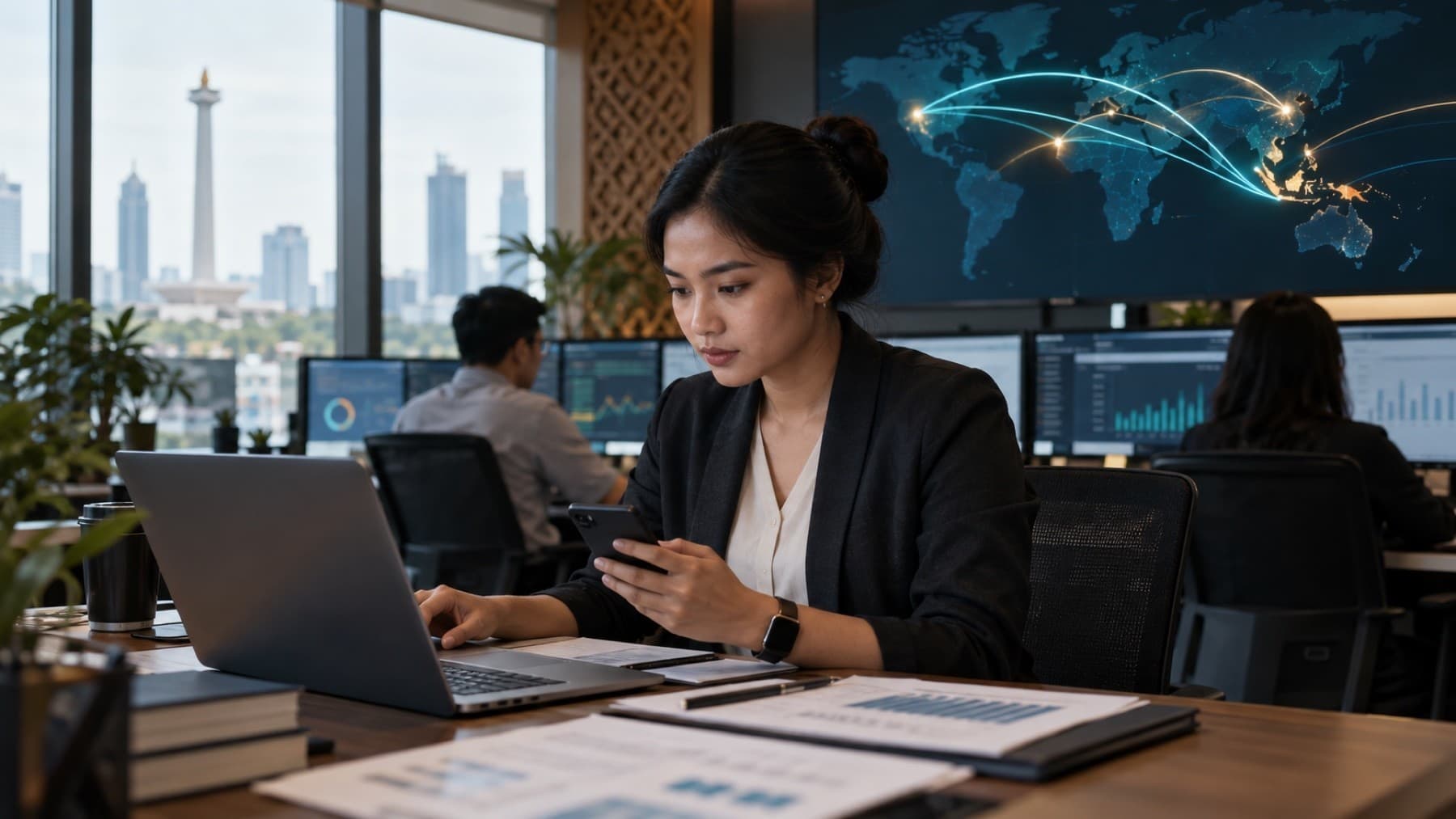 Indonesian business making a cross-border digital service payment through a banking app